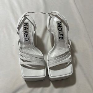Naked Wolfe white platform strap heels 37EU/7 US